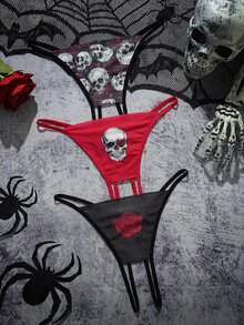 SpicyHot 3 buah celana dalam seksi tanpa selangkangan untuk Halloween - MultiWarna - View 1