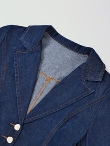 GlowEve Women's Single-Breasted Casual Daily Denim Jacket - Blue - View 3