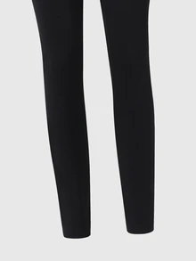 SHEIN 青少年女孩高腰彈性緊身內搭褲 極簡寬鬆運動風 純黑色百搭柔軟瑜伽褲 貼身運動緊身褲 皮拉提斯 - 黑色 - 查看 5