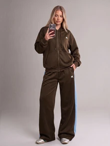 SHEIN Unity Women's Brown Mountain Logo Drawstring Wide Leg Sweatpants, High Waist Drape Loose Casual Straight Leg Sports Long Pants - Multicolor - View 6
