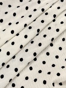 BamGleam Women's Lantern Sleeve Slim Fit Cinched Waist Polka Dot Zipper Jacket - Black and White - View 9