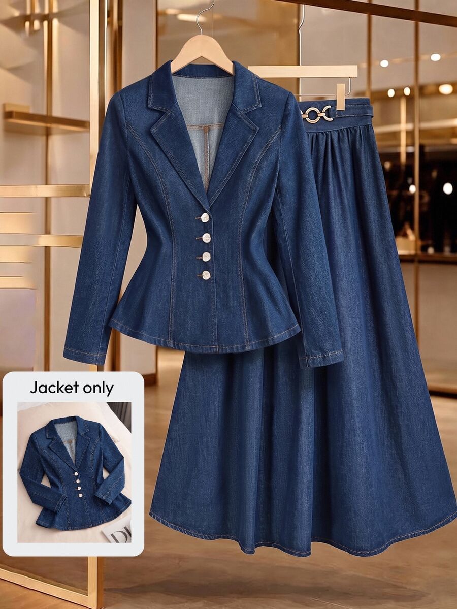 GlowEve Women's Single-Breasted Casual Daily Denim Jacket - Blue - View 1