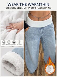 StreetHx Women's Fashion Contrast Color Pocket Loose Fit Denim Jeans For Vacation - Blue - View 10