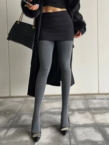 FRIFUL Women's Simple Versatile Tight-Fitting Base Layer Tights - Grey - View 4