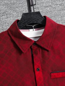 SHEIN Teen Boys Vintage Fashion Plaid Shirt - Burgundy - View 4