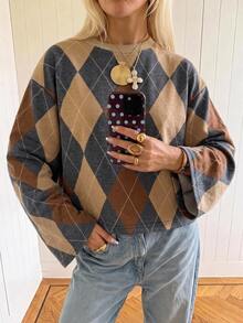 SHEIN EZwear 海外長袖草莓巧克力條紋上衣，秋季襯衫，適合日常通勤、派對、秋冬春夏、聖誕節、新年、感恩節、派對、婚禮、海灘、畢業典禮、優雅、外出、約會、通勤、情人節、優雅、度假、Y2K、畢業典禮及其他場合 - 彩色 - 查看 4