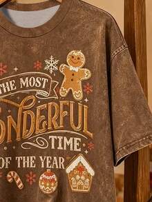EMERY ROSE 大尺碼女款 Tis The Season 圖案印花 T-shirt，可愛南瓜楓葉美式足球印花短袖上衣，格紋飾邊休閒上衣，萬聖節穿搭 - 彩色 - 查看 3