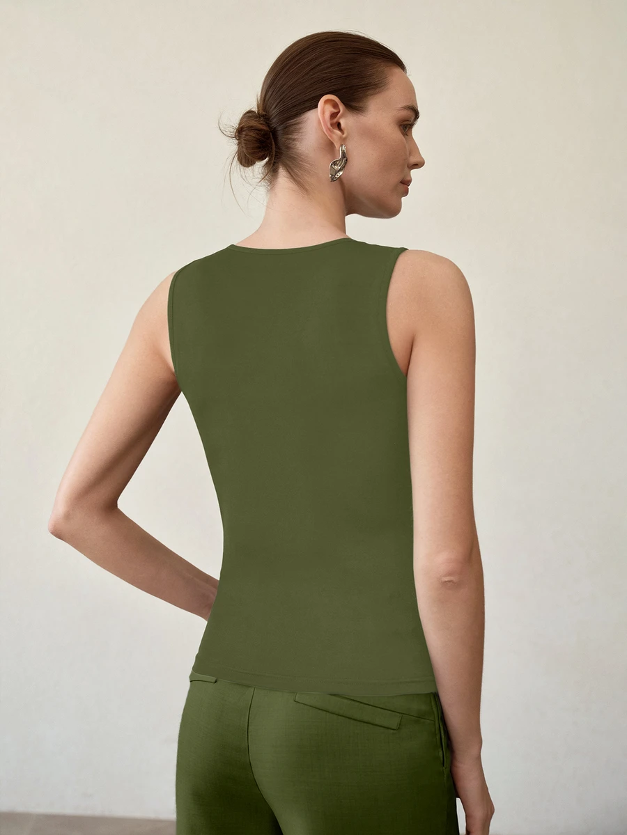 MOTF PREMIUM ROUND NECK SLIM FIT TANK TOP - Green - View 2