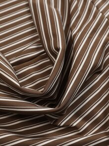 Easura Plus Size Women's Autumn/Winter Cowl Neck Ruched Waist Striped Knit Fabric Casual Commuter Outfit - Multicolor - View 4