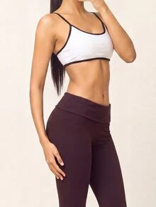 SHEIN BAE Set Olahraga Kasual Sehari-hari untuk Wanita: Atasan Camisole dan Celana Panjang dengan Kombinasi Warna - Bold Plum - View 6