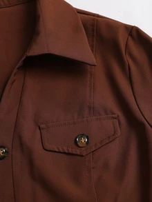 Sweetra Women's Solid Color Casual Versatile Daily Wear Shirt - Burgundy - View 4