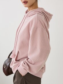 Dazy-Less Women's Versatile Long Sleeve Hooded Sweatshirt With Pockets For Daily Wear - Pink - View 4