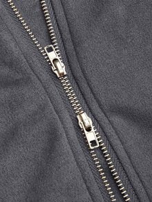 GlowEve CURVE Women's Plus Size Suede Lapel Zipper Front Casual Motorcycle Jacket - Grey - View 5