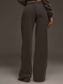 MUSERA Grey Straight Leg Drawstring Low Rise Jogger Sweatpants Fall Autumn Winter Cool Style Outfits - Grey - View 4