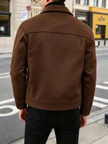 Manfinity Homme 男士時尚秋冬短款大衣 - 咖啡棕 - 查看 2