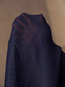 Anewsta 女款圓領撞色網格垂直條紋修身顯瘦休閒針織上衣 - 藍色 - 查看 8