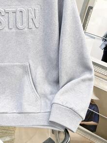 SHEIN 兒童青少年男孩休閒灰色字母與圖案印花寬鬆版型開學季秋冬衛衣，適合學校、街頭、派對穿著 - 淺灰色 - 查看 12
