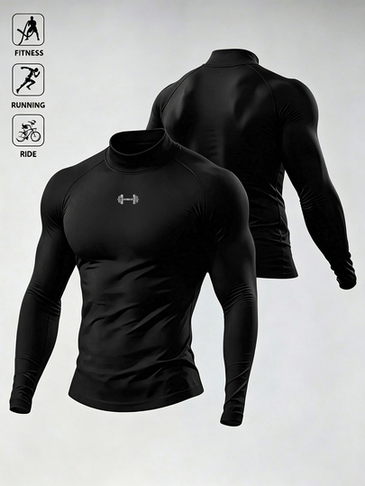Gym Rark Men's Barbell Print Raglan Long Sleeve Sports T-Shirt