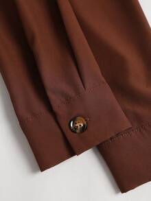 Sweetra Women's Solid Color Casual Versatile Daily Wear Shirt - Burgundy - View 5