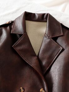 Tween Girl Solid Color Fashion Versatile Daily Casual Long Sleeve Jacket - Brown - View 6