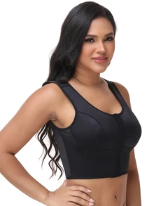 Myrelith 1pc Minimalist Front Button Shaping Top - Black - View 3