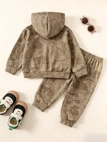Baby Boys Infant Hooded Sweatshirt & Sweatpants Casual Comfortable Set - Multicolor - View 3
