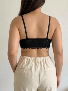 Dazy Plus Plus Size Elegant Lace Wire-Free Bra - Black - View 2