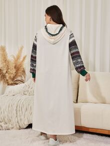 Lacomfia Women's Hooded Long Sleeve Loose Print Casual Versatile Comfortable Autumn Plus Size Long Sweatshirt - Multicolor - View 2
