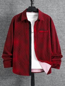 SHEIN Teen Boys Vintage Fashion Plaid Shirt - Burgundy - View 6