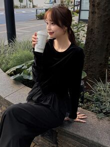 FRIFUL Women's Solid Color Casual Versatile Daily Long Sleeve T-Shirt - Black - View 7
