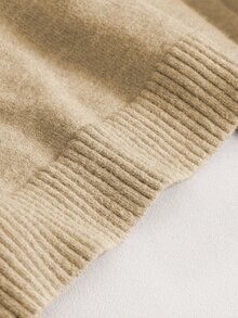 Linhara CURVE Plus Size Women Solid Color Casual Daily Wear Long Sleeve Sweater Winter - Khaki - View 7