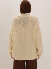MUSEYN Cream Knit Wrap Detail Oversized Sweater Cosy Versatile Everyday Casual New Season Fall - Cream - View 4