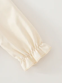 Souflis Souflis 幼女格紋洋裝，甜美優雅奶油黑蝴蝶結荷葉邊長袖彼得潘領，合身派對秋季假期芭蕾舒適公主風百褶裙 - 黑與白 - 查看 5