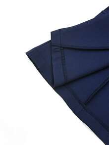 RosyDaze Women's Professional Elegant Fitted Blazer & Pants Set, Commute Interview V-Neck Cinched Waist Navy Blue Formal 2 Pieces Outfit - Navy Blue - View 8