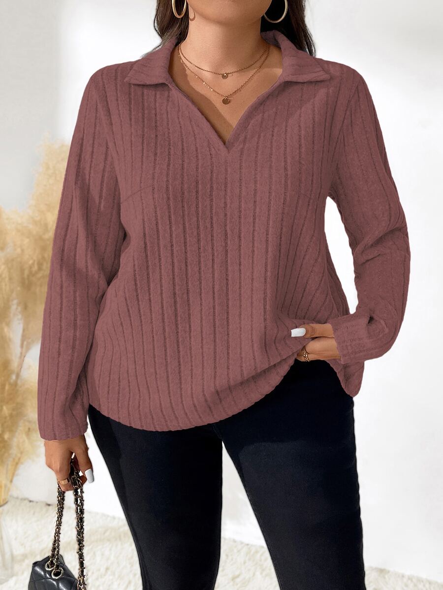 EMERY ROSE Áo thun Plus size - Bụi hồng - Xem 1