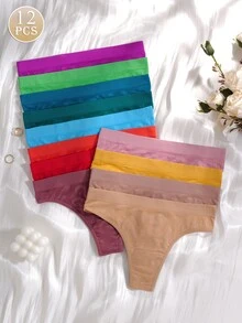 SHEIN Women's Seamless Leopard Print Comfortable Thong One-Piece Sexy Panties - Multicolor - View 1