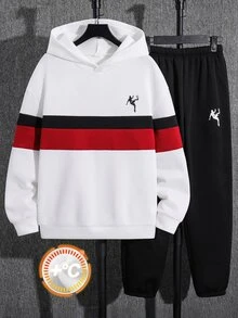 SHEIN Teen Boy Character Print Long Sleeve Casual Hoodie And Sweatpants Set - Multicolor - View 1