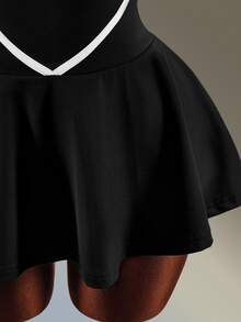 Amplova Women's Colorblock Patchwork Fashion Minimalist Sports Dress Tennis Daily Fashion Workout Gym Going Out Casual Sexy Black Backless Fitness Outdoor - Black and White - View 10
