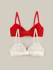 Bralution Women's Solid Color Spaghetti Strap Back Closure Basic Everyday Bra - Multicolor - View 6