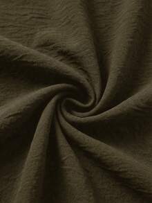 Shapeblank Plus Size Women's Spring/Autumn Fashion Casual Loose Comfortable Daily Basic Versatile Slimming Ruffle Hem Black Long Sleeve Shirt - Army Green - View 3