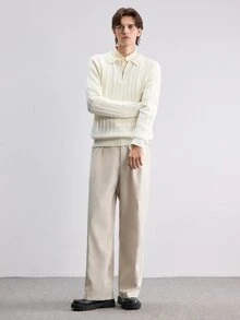RONVEXI 男士素色插肩袖長袖半拉鍊休閒毛衣，秋冬款 - 彩色 - 查看 7