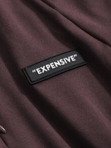 Livesso Slim Fit Semi-High Neck Letter Silicone Patch Fitted Long Sleeve T-Shirt - Brown - View 7
