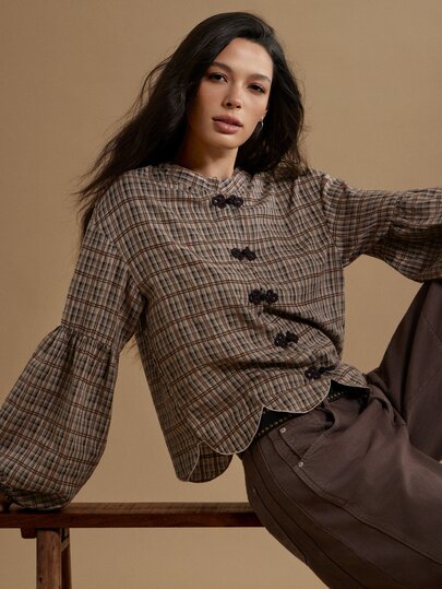 WESTFADE Bluze și cămăși peplum pentru femei, cu carouri și bordură Panko, toamnă, iarnă, stil country, cowgirl, drăguț, western, ținută de Ziua Recunoștinței, ținută pentru concert country, boho
