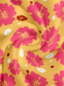 PopScrub Women's Contrast Color Floral Print Short Sleeve Scrub Uniform Top - Multicolor - View 4
