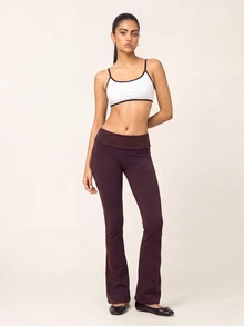 SHEIN BAE Set Olahraga Kasual Sehari-hari untuk Wanita: Atasan Camisole dan Celana Panjang dengan Kombinasi Warna - Bold Plum - View 7