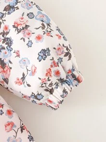 SHEIN 女嬰編織碎花仿皮草內裡連帽休閒夾克 - 彩色 - 查看 4
