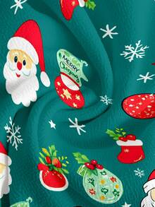 PopScrub Fun Christmas Snowflake Gift Socks Santa Claus Christmas Hat Women's Scrub Uniform Top - Multicolor - View 5