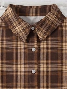 Mellowie Women's British Style Scottish Plaid Plus Size Shirt, Suitable For Thanksgiving And Christmas Outfits - Multicolor - View 3