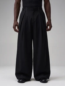 STYNVO Men's Solid Color Casual Versatile Daily Wear Long Pants - Black - View 1