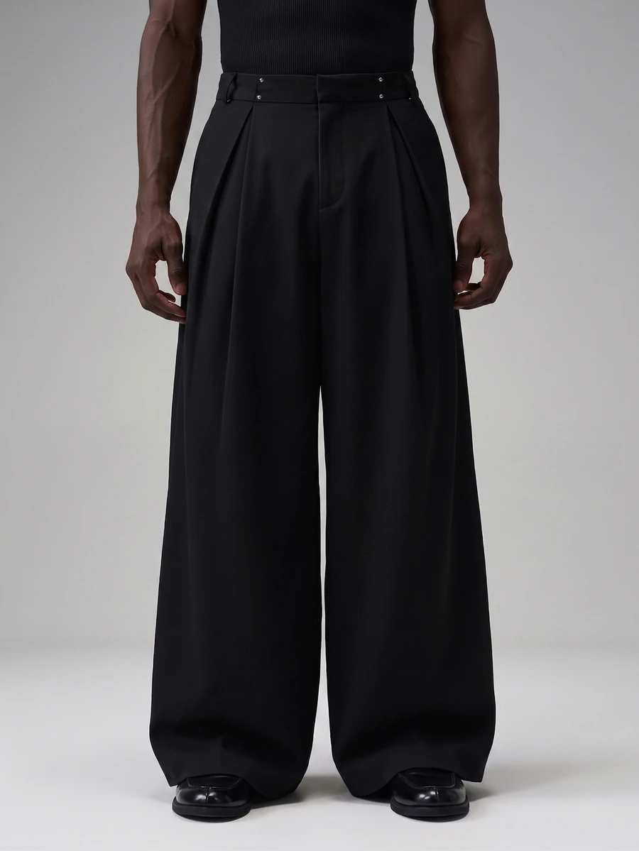 STYNVO Men's Solid Color Casual Versatile Daily Wear Long Pants - Black - View 1